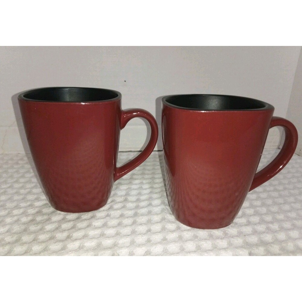Corelle Hearthstone Stoneware Cups Mugs Chili Red Solid Square